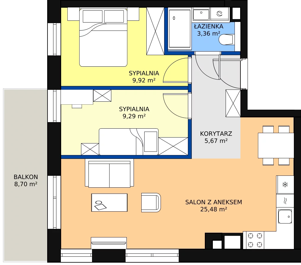 Zalety mieszkania 53.72 m², OK-08