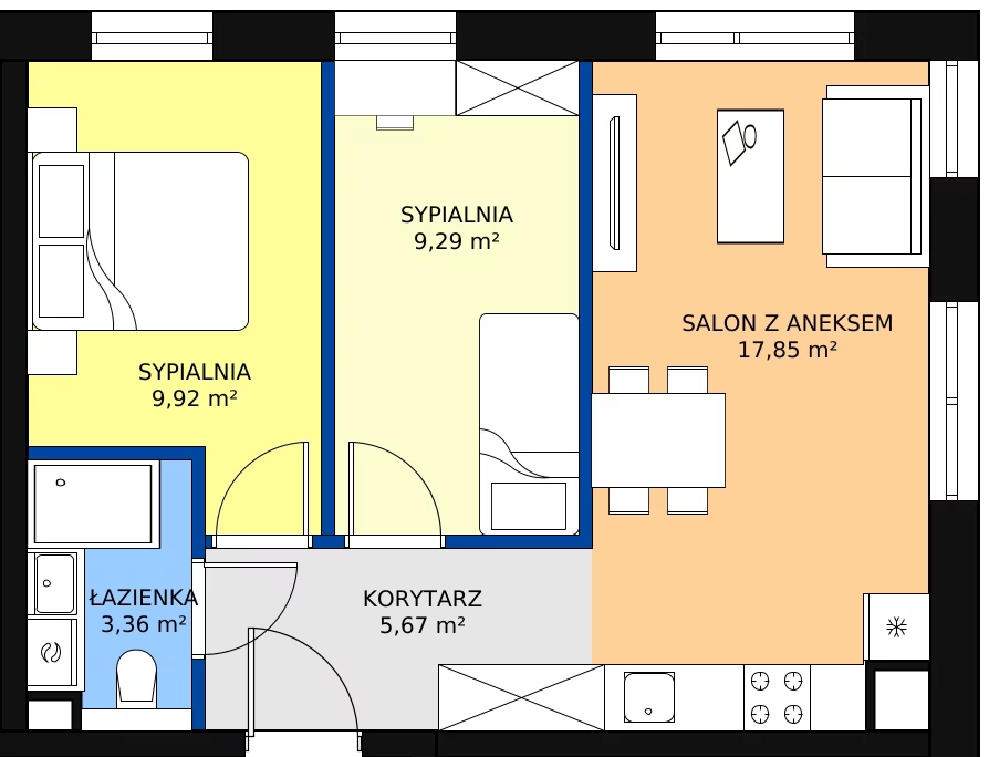 Zalety mieszkania 46.09 m², OK-09