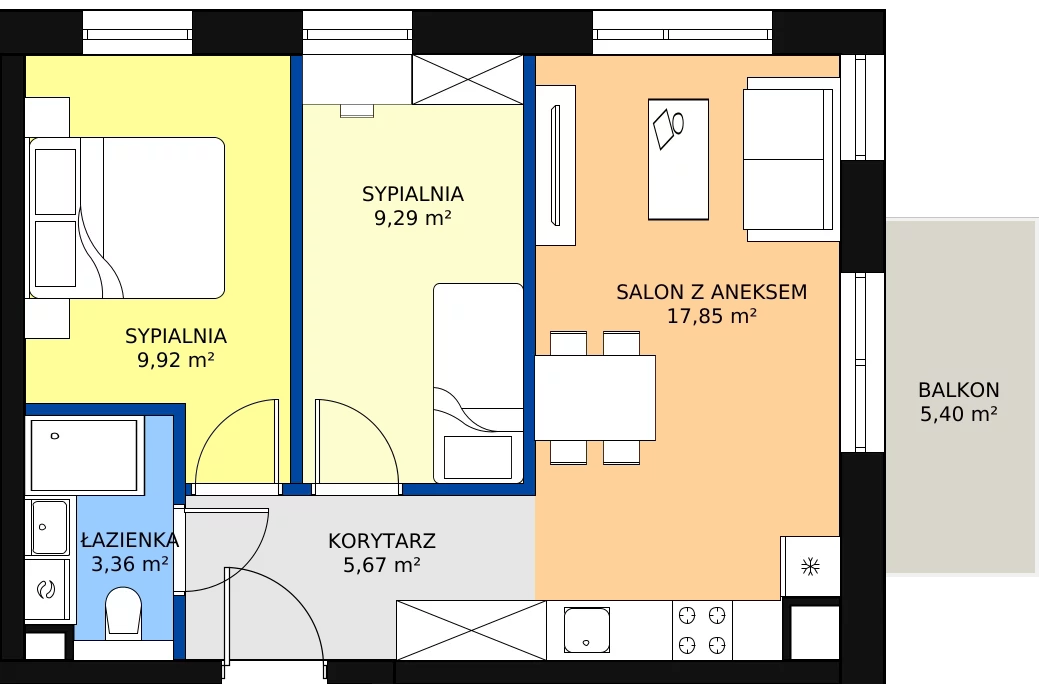 Zalety mieszkania 46.09 m², OK-19