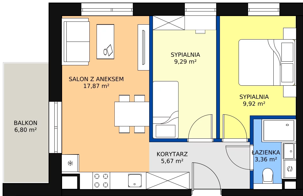 Zalety mieszkania 46.11 m², OK-20
