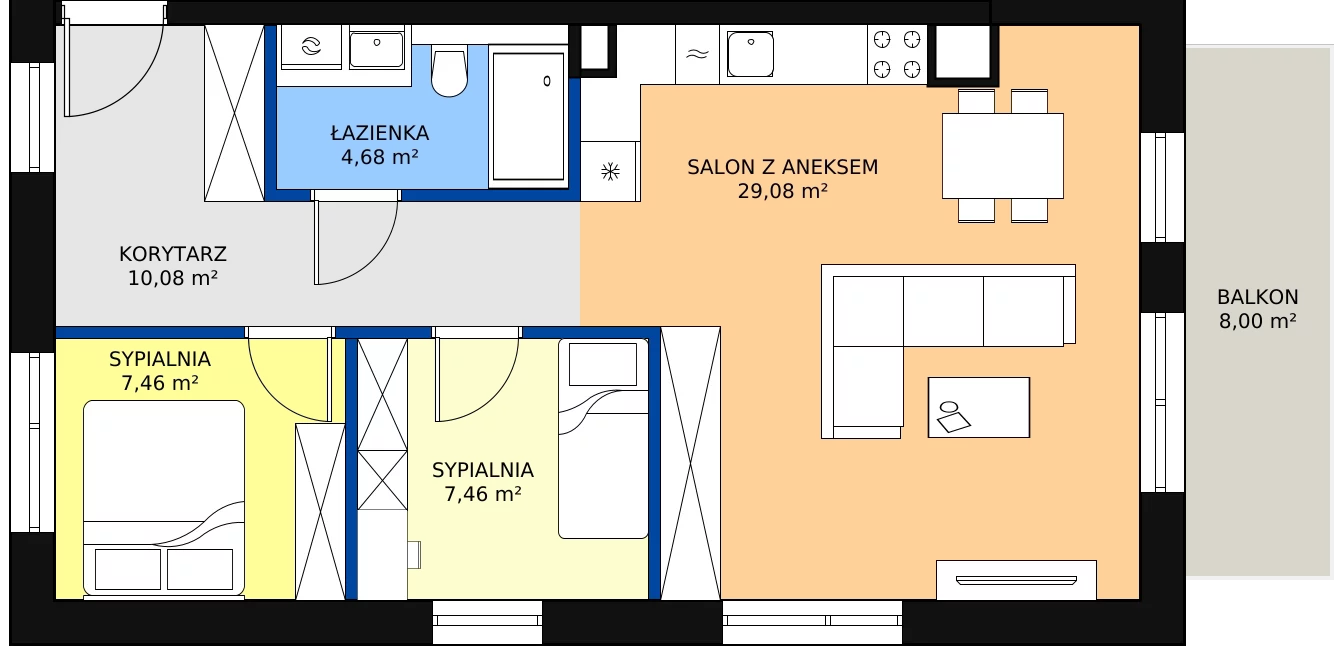 Zalety mieszkania 58.76 m², OK-21