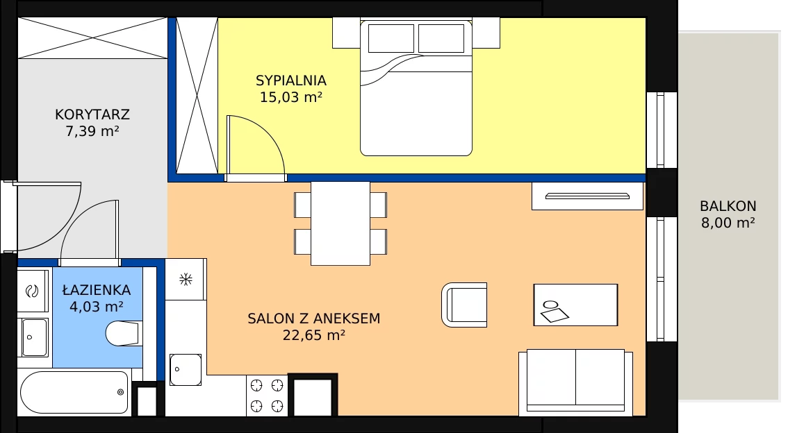 Zalety mieszkania 49.1 m², OK-23