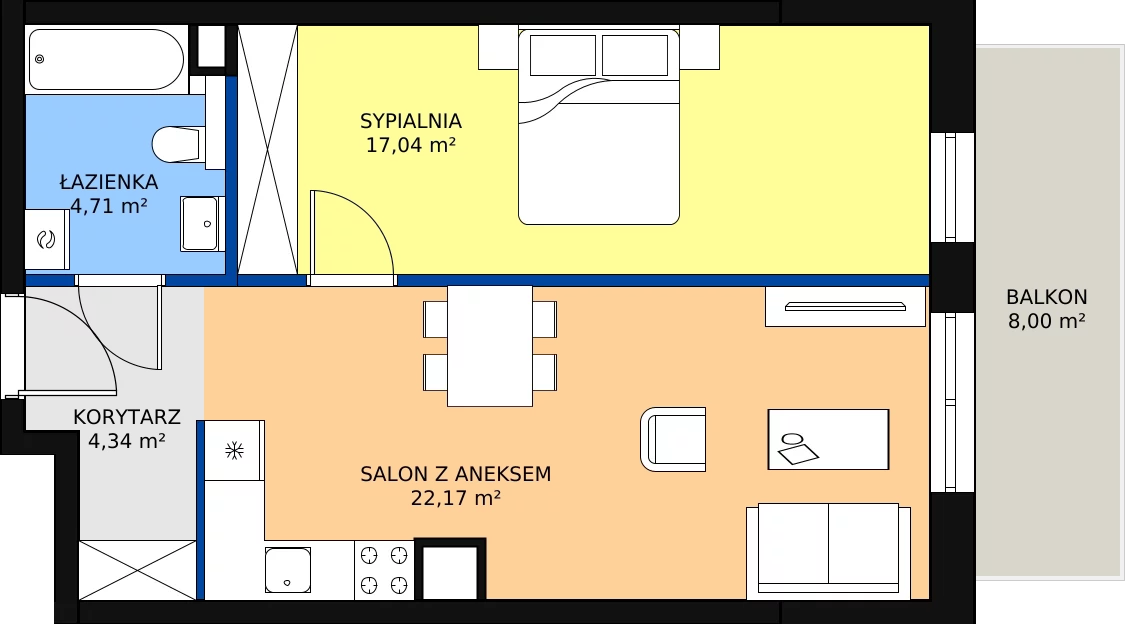 Zalety mieszkania 48.26 m², OK-25