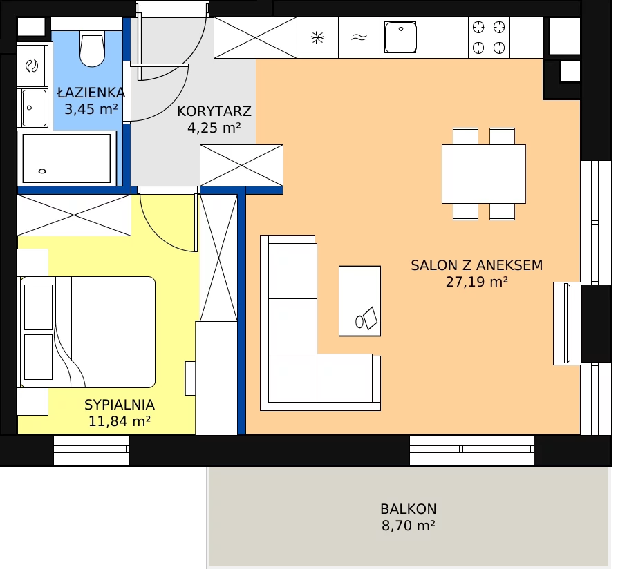 Zalety mieszkania 46.73 m², OK-48