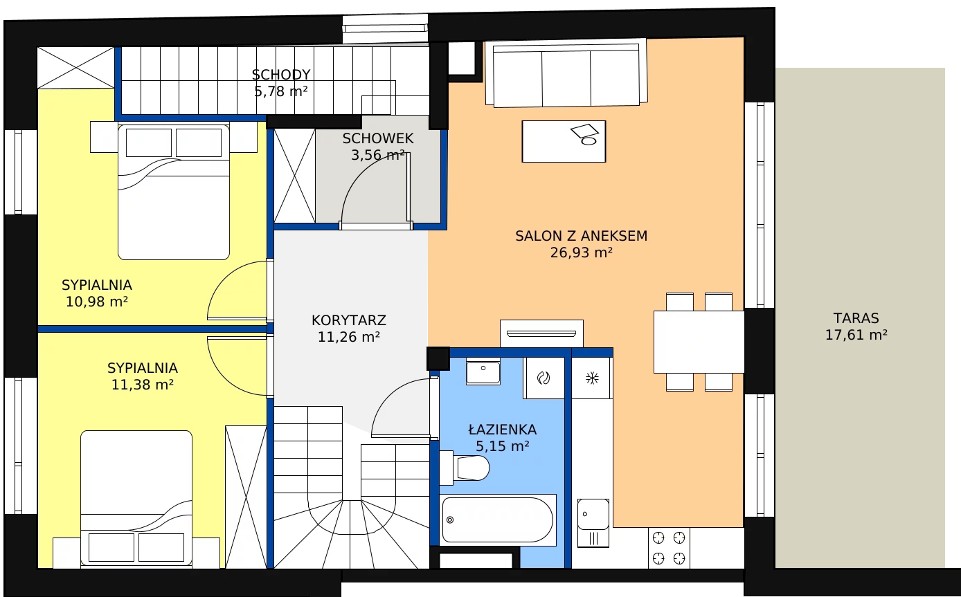 4 pokoje, mieszkanie 119,29 m², piętro 1, oferta nr A/1/1, POSITIVO Ołtaszyn, Wrocław, Ołtaszyn, ul. gen. Tadeusza Kutrzeby