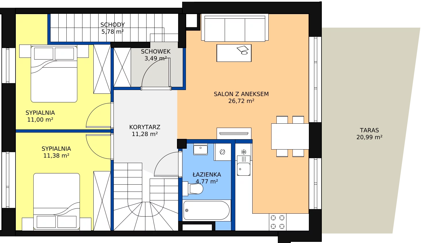 4 pokoje, mieszkanie 118,27 m², piętro 1, oferta nr A/2/1, POSITIVO Ołtaszyn, Wrocław, Ołtaszyn, ul. gen. Tadeusza Kutrzeby