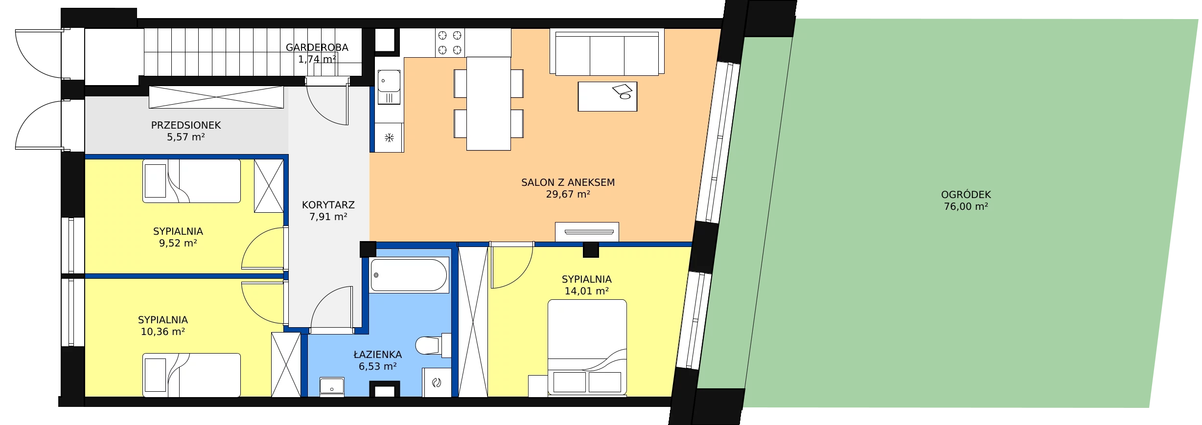 4 pokoje, mieszkanie 85,22 m², parter, oferta nr A/3/0, POSITIVO Ołtaszyn, Wrocław, Ołtaszyn, ul. gen. Tadeusza Kutrzeby