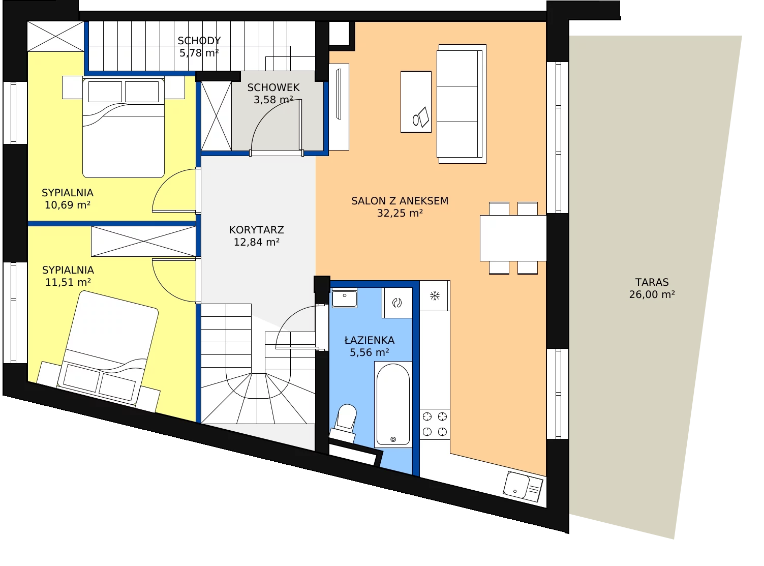 4 pokoje, mieszkanie 130,68 m², piętro 1, oferta nr A/5/1, POSITIVO Ołtaszyn, Wrocław, Ołtaszyn, ul. gen. Tadeusza Kutrzeby