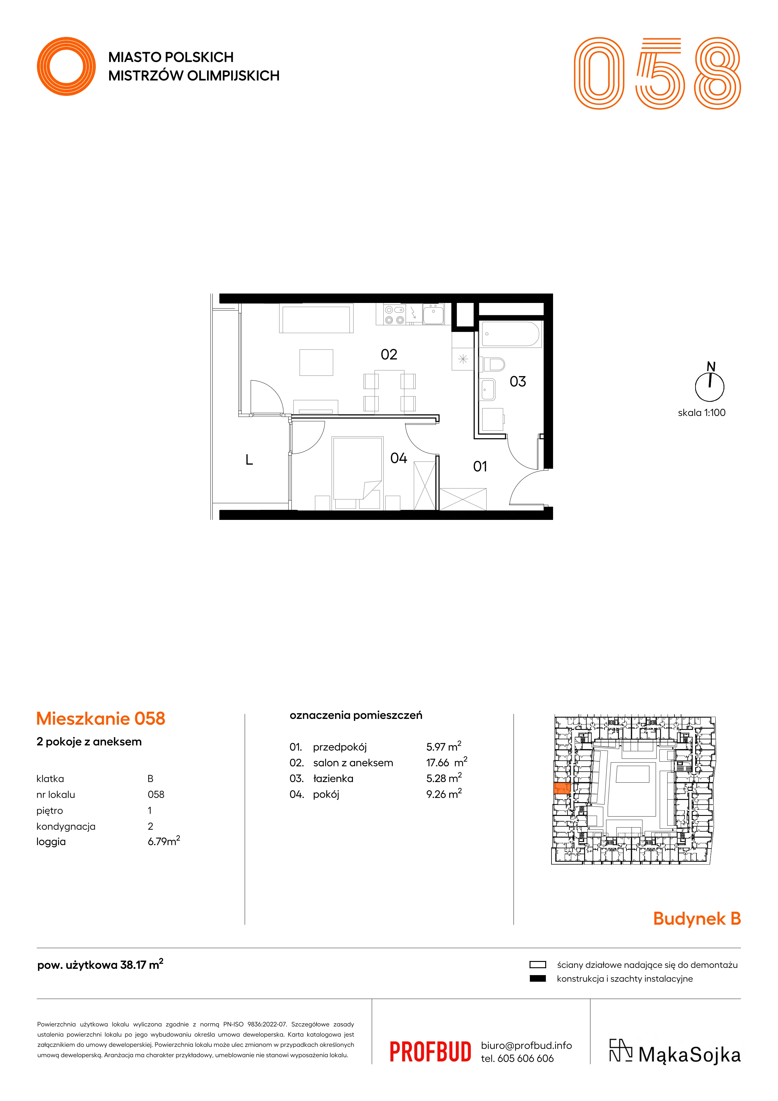 Mieszkanie 38,17 m², piętro 1, oferta nr B.B058, Miasto Polskich Mistrzów Olimpijskich - Paryż, Mysiadło, ul. Olimpijska