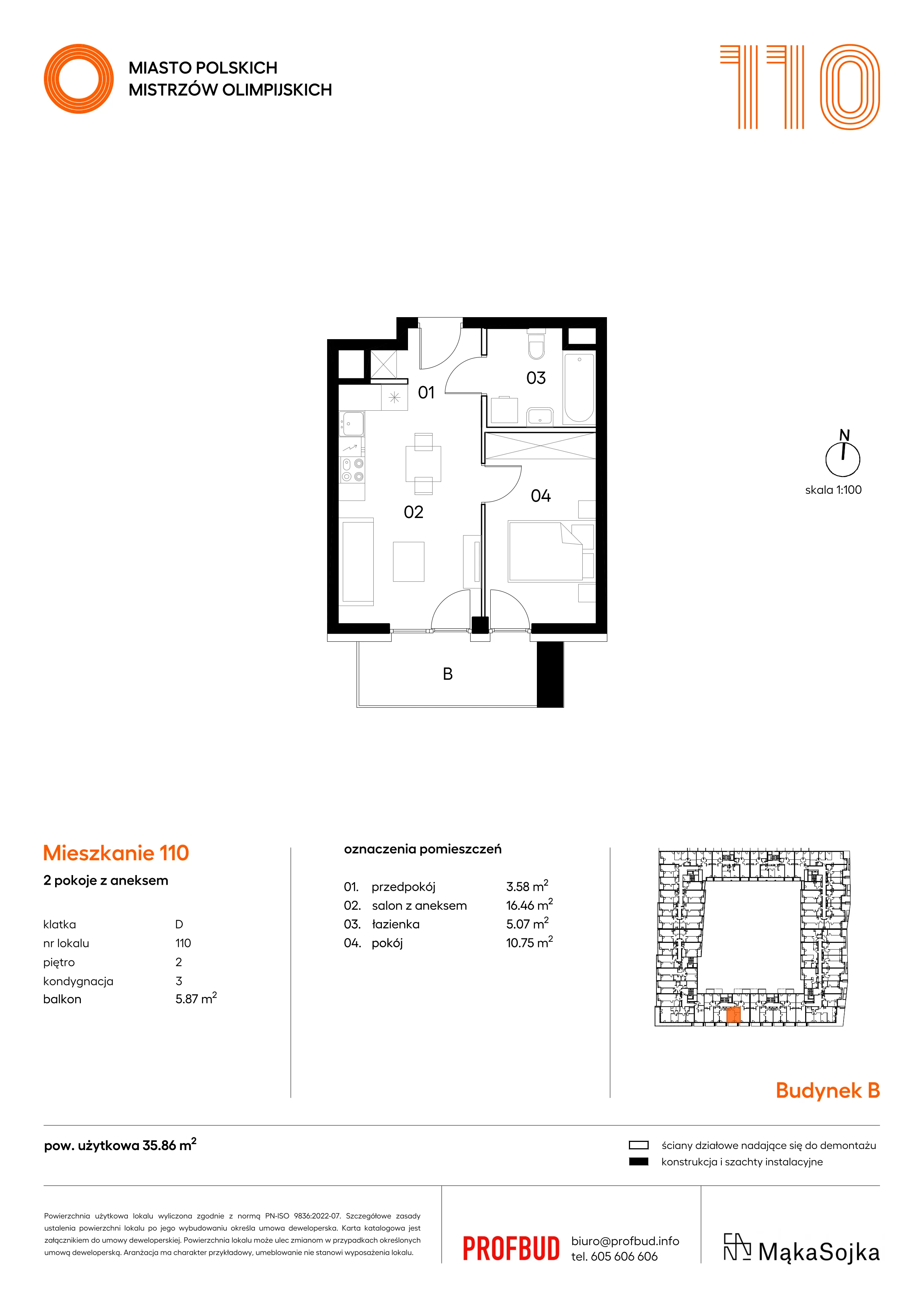 Mieszkanie 35,86 m², piętro 2, oferta nr B.D110, Miasto Polskich Mistrzów Olimpijskich - Paryż, Mysiadło, ul. Olimpijska