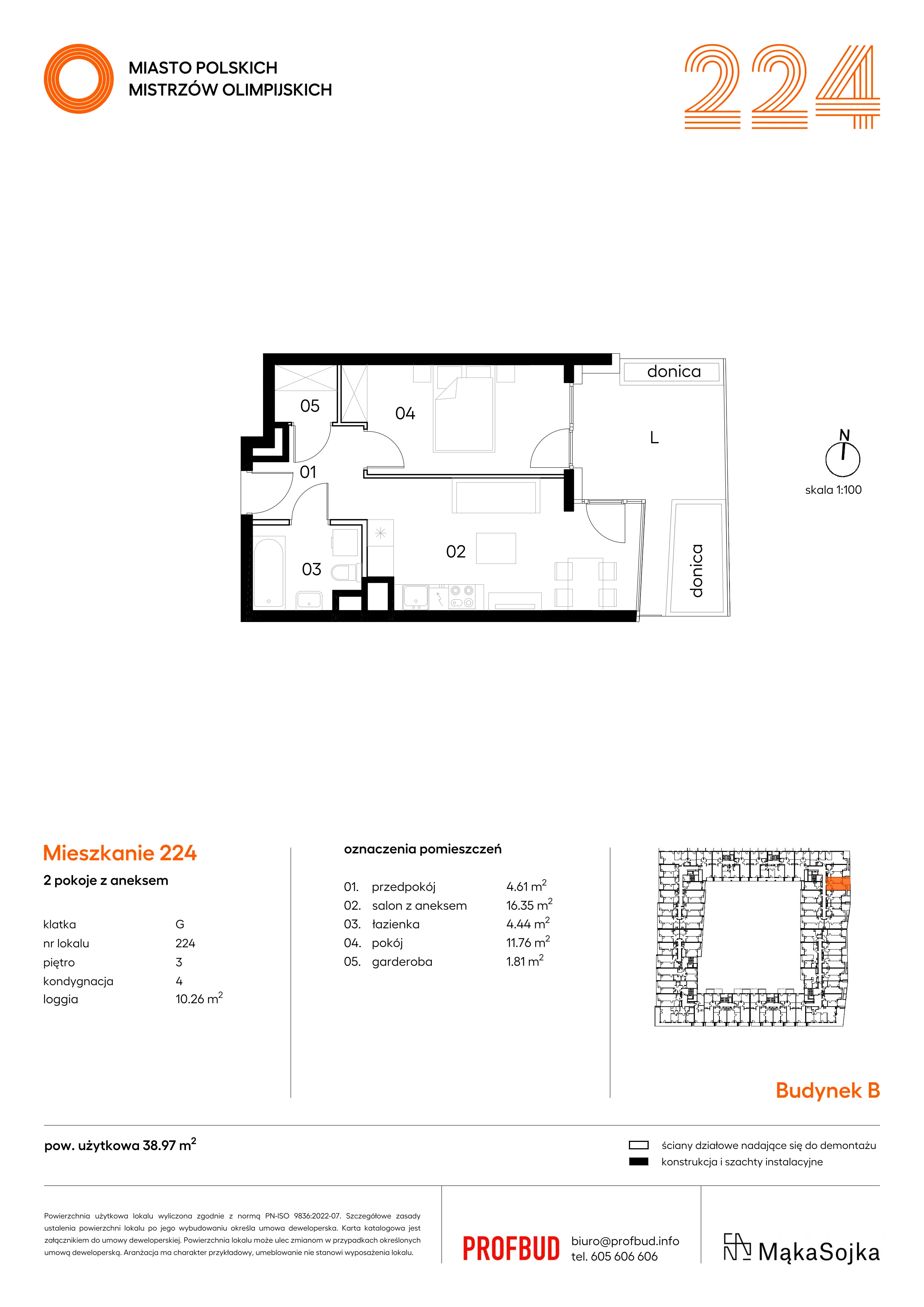 Mieszkanie 38,97 m², piętro 3, oferta nr B.G224, Miasto Polskich Mistrzów Olimpijskich - Paryż, Mysiadło, ul. Olimpijska