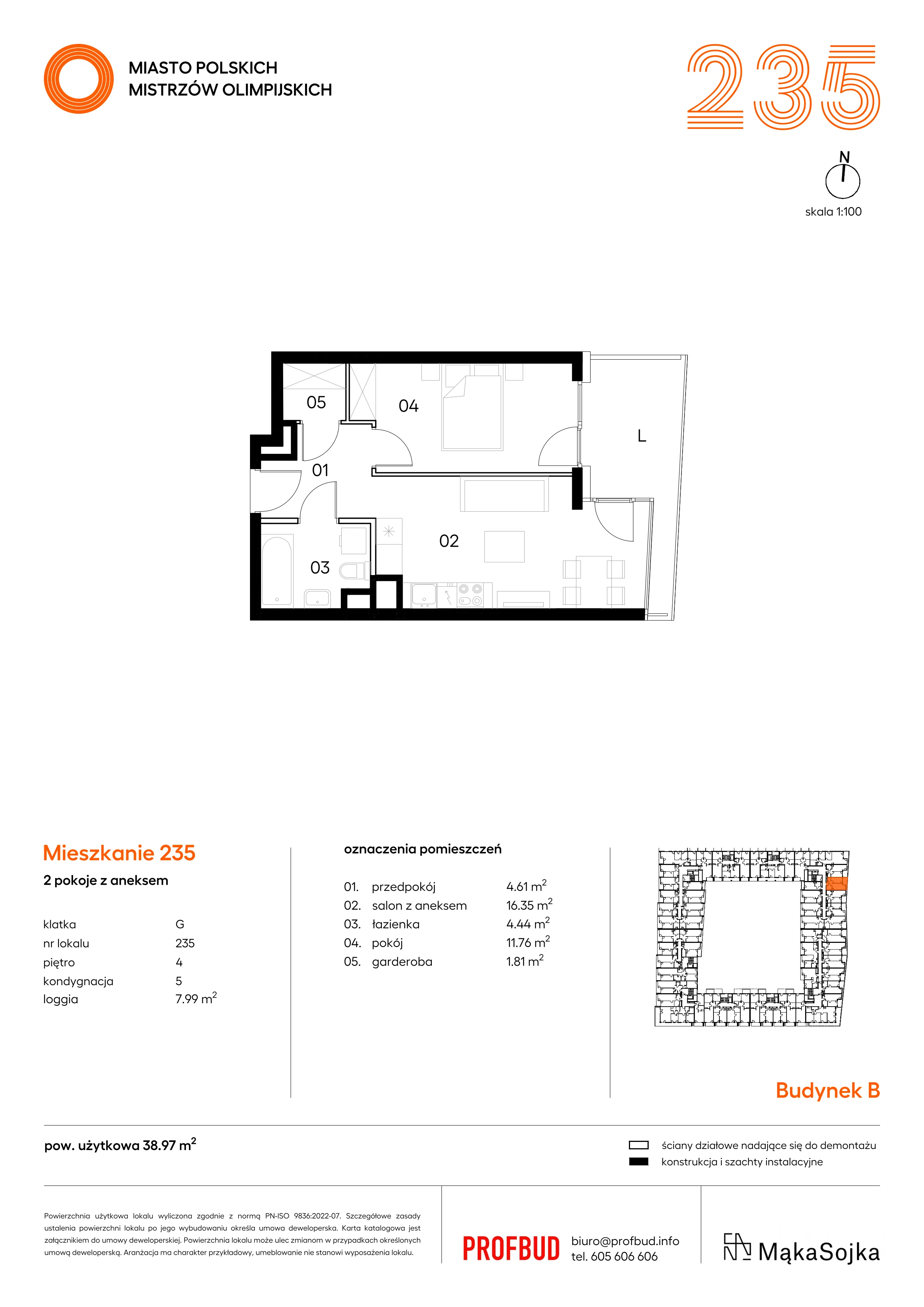 Mieszkanie 38,97 m², piętro 4, oferta nr B.G235, Miasto Polskich Mistrzów Olimpijskich - Paryż, Mysiadło, ul. Olimpijska