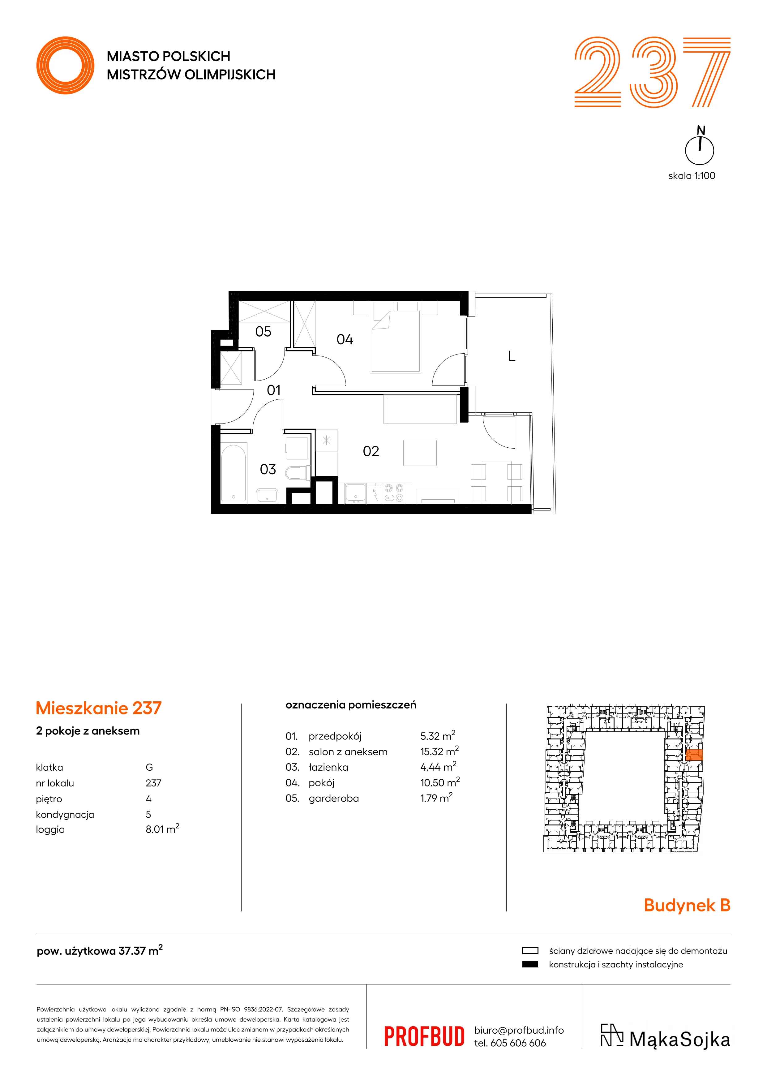 Mieszkanie 37,37 m², piętro 4, oferta nr B.G237, Miasto Polskich Mistrzów Olimpijskich - Paryż, Mysiadło, ul. Olimpijska