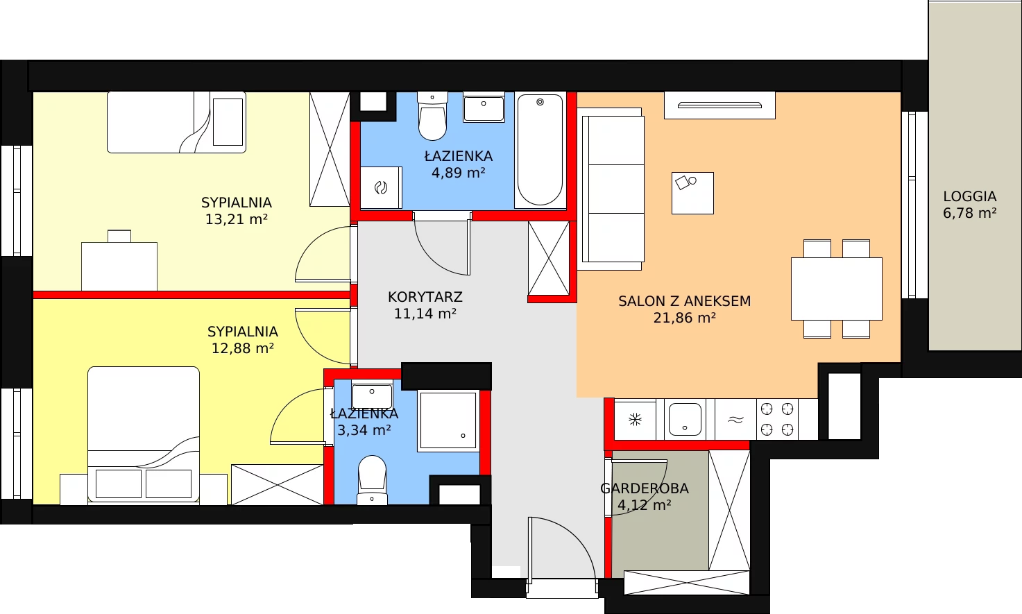 Mieszkanie 71,51 m², piętro 1, oferta nr 8, Złota Oksza, Warszawa, Ursus, Niedźwiadek, ul. Zagłoby