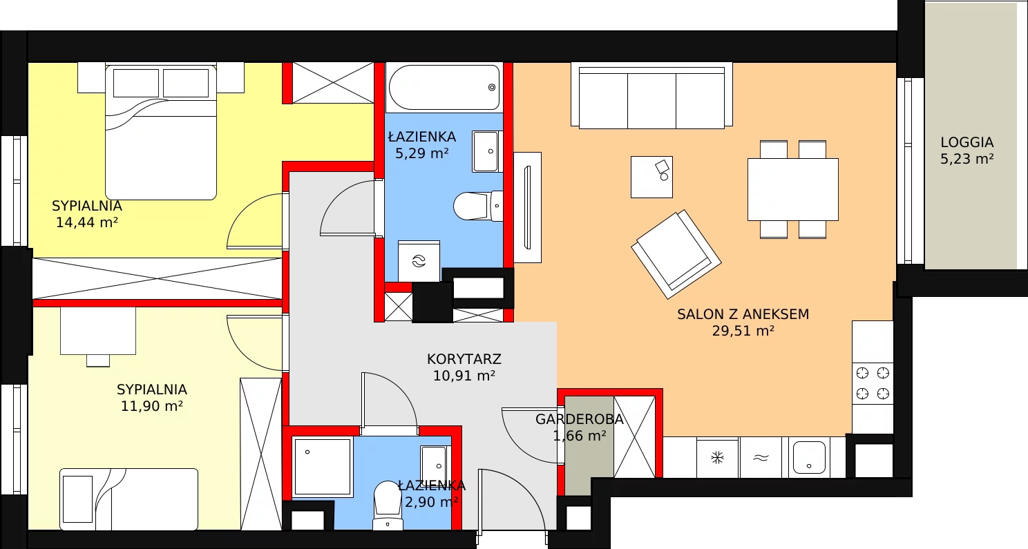 Mieszkanie 76,82 m², piętro 1, oferta nr 148, Złota Oksza, Warszawa, Ursus, Niedźwiadek, ul. Zagłoby