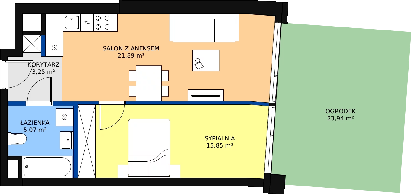 Zalety mieszkania 46.06 m², B.A001