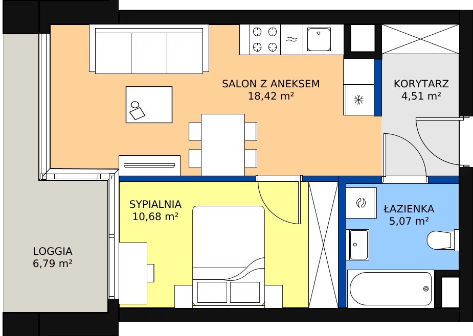 Zalety mieszkania 38.68 m², B.A004