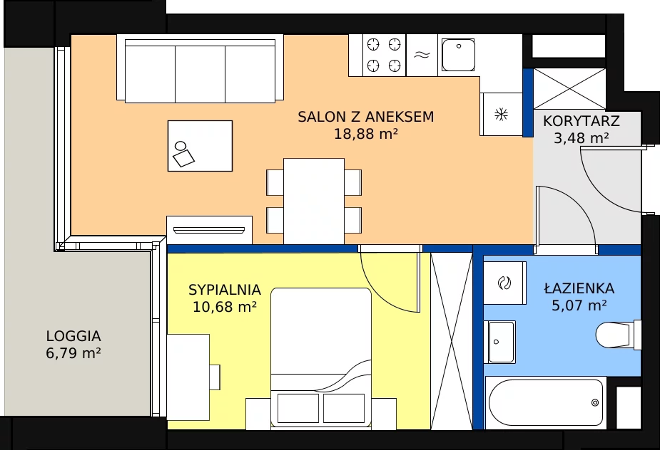 Zalety mieszkania 38.11 m², B.A006