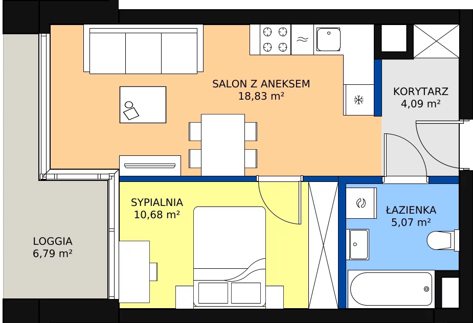 Zalety mieszkania 38.67 m², B.A007