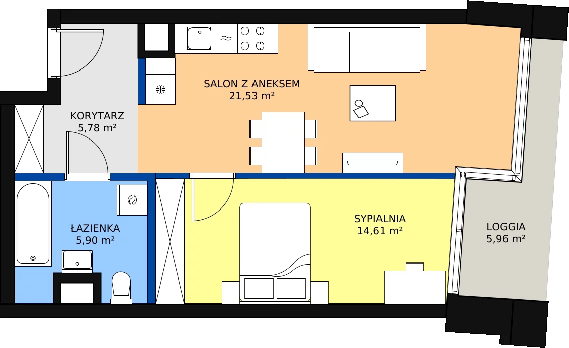 Zalety mieszkania 47.82 m², B.A014