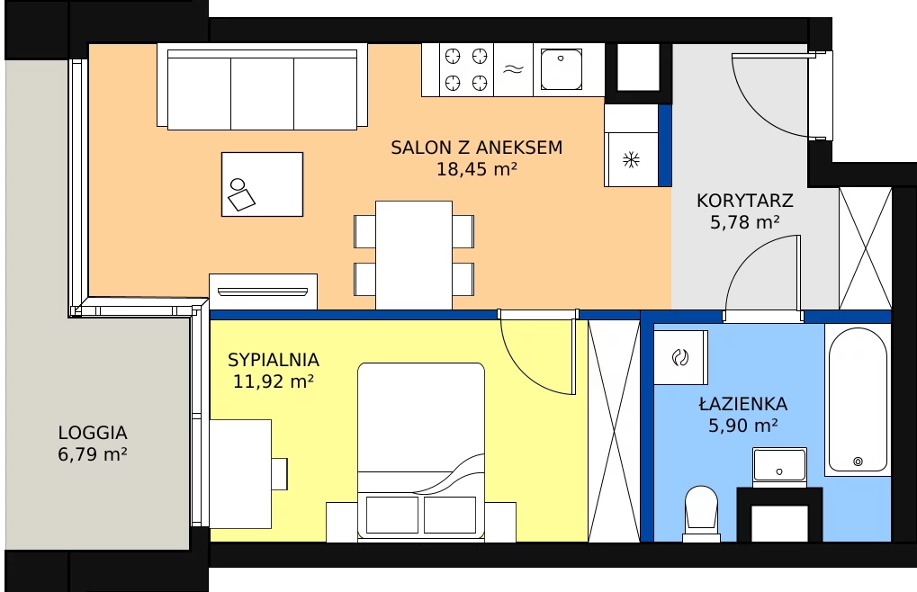 Zalety mieszkania 42.05 m², B.A015
