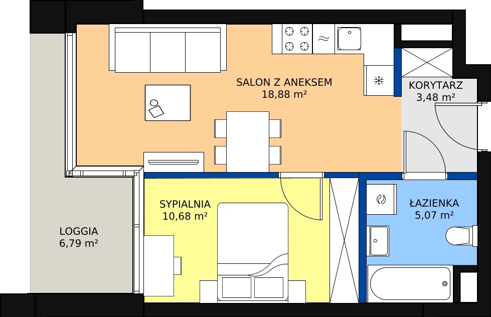Zalety mieszkania 38.11 m², B.A017