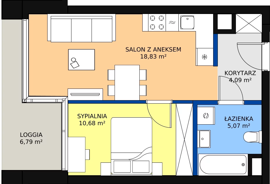 Zalety mieszkania 38.67 m², B.A019