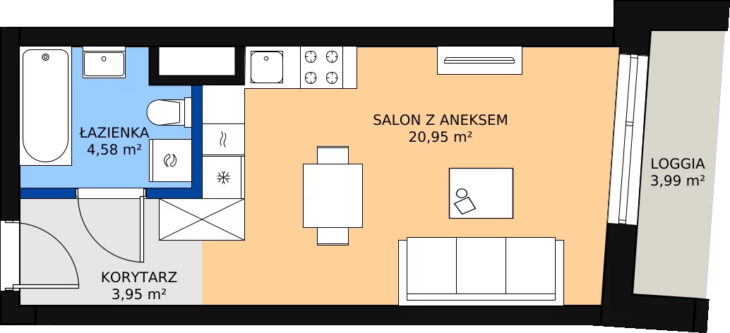 Zalety mieszkania 29.48 m², B.A022