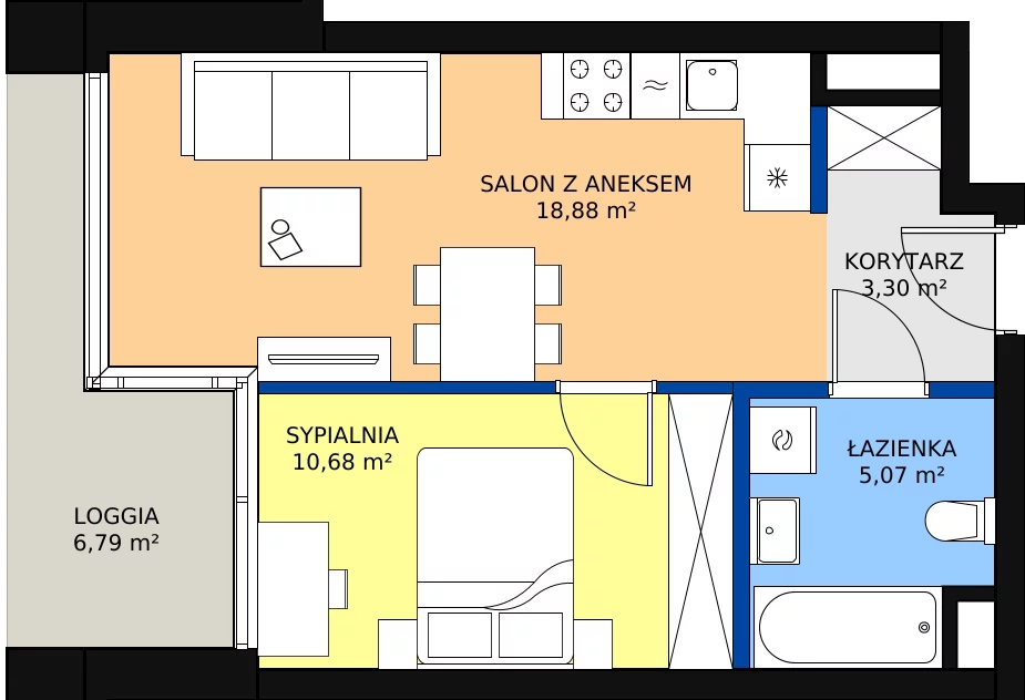 Zalety mieszkania 37.93 m², B.A027