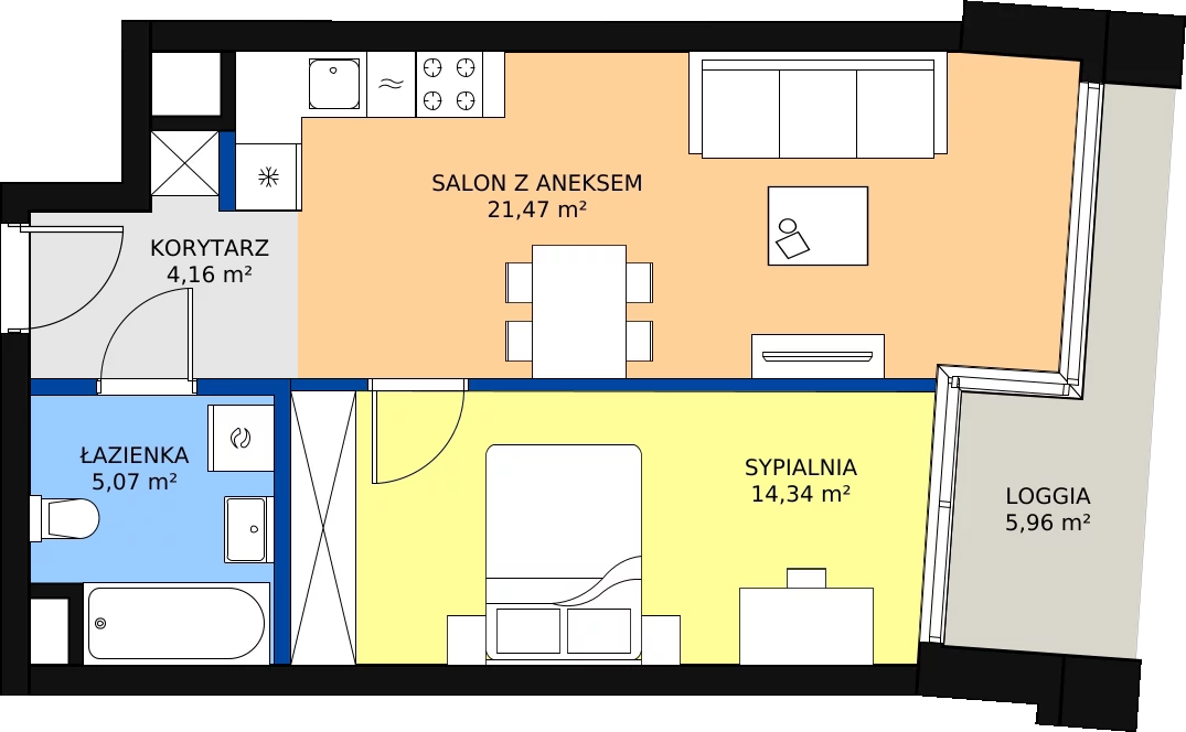 Zalety mieszkania 45.04 m², B.A035
