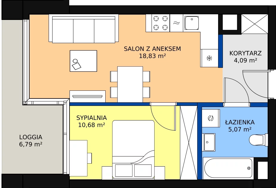 Zalety mieszkania 38.67 m², B.A040