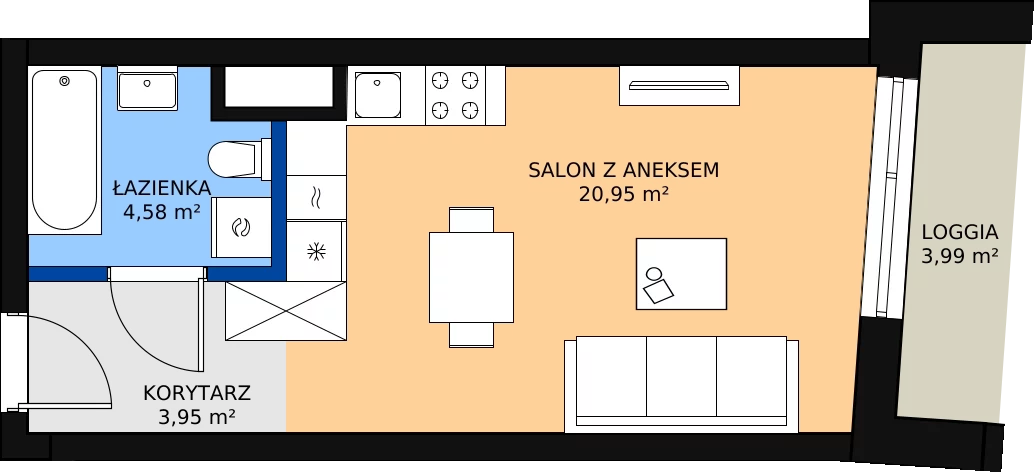 Zalety mieszkania 29.48 m², B.A044