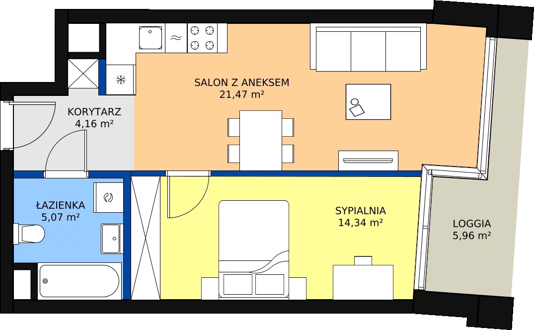 Zalety mieszkania 45.04 m², B.A046
