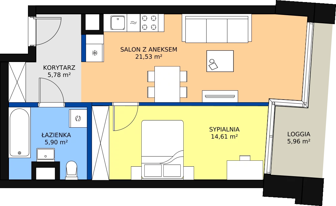 Zalety mieszkania 47.82 m², B.A047