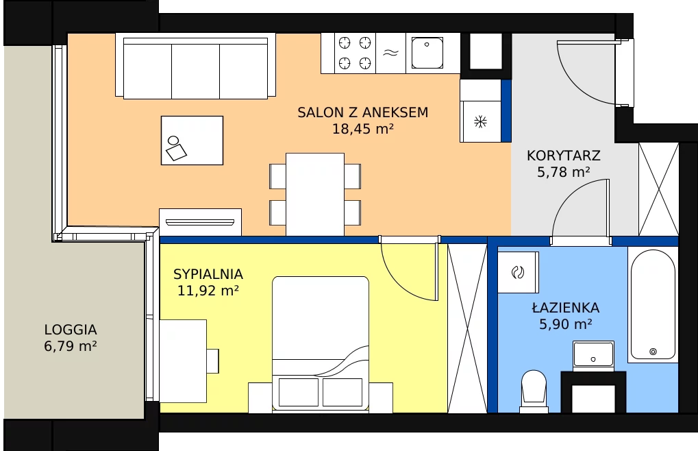 Zalety mieszkania 42.05 m², B.A048