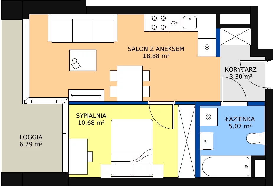 Zalety mieszkania 37.93 m², B.A049