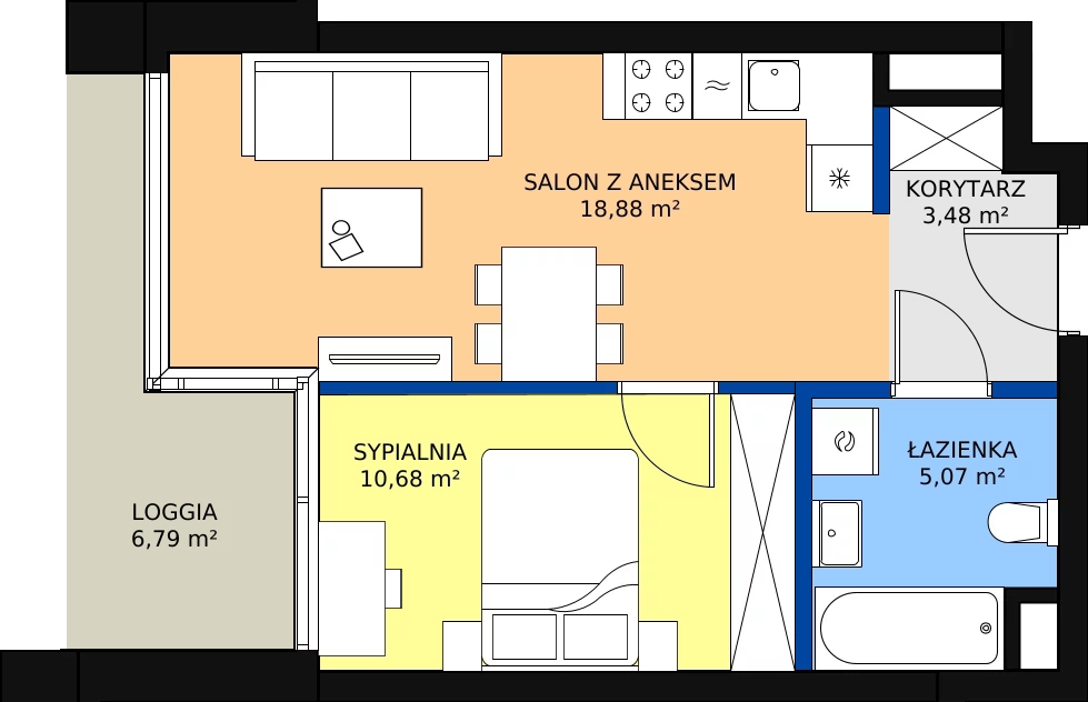 Zalety mieszkania 38.11 m², B.A050