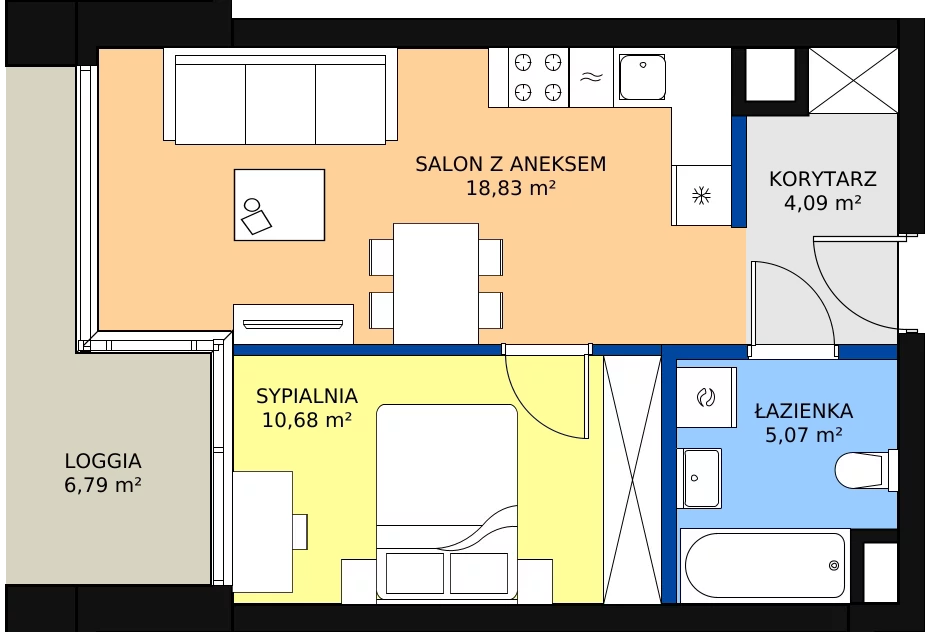 Zalety mieszkania 38.67 m², B.A051
