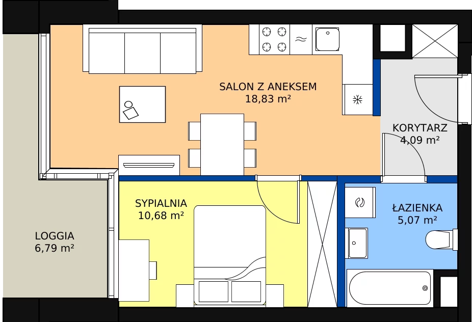 Zalety mieszkania 38.67 m², B.A052
