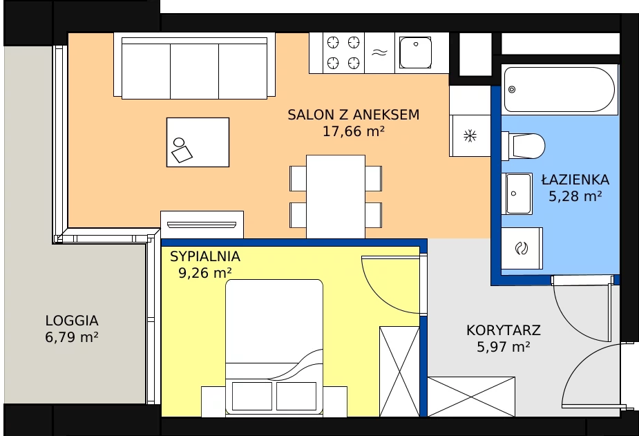 Zalety mieszkania 38.17 m², B.B058
