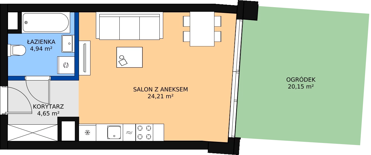 Zalety mieszkania 33.8 m², B.B060