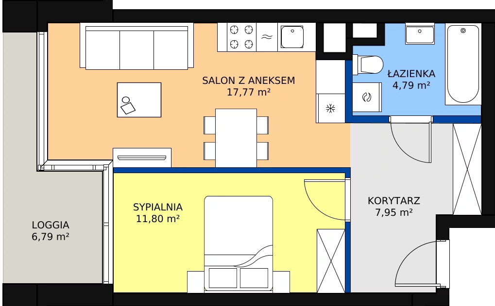 Zalety mieszkania 42.31 m², B.B070