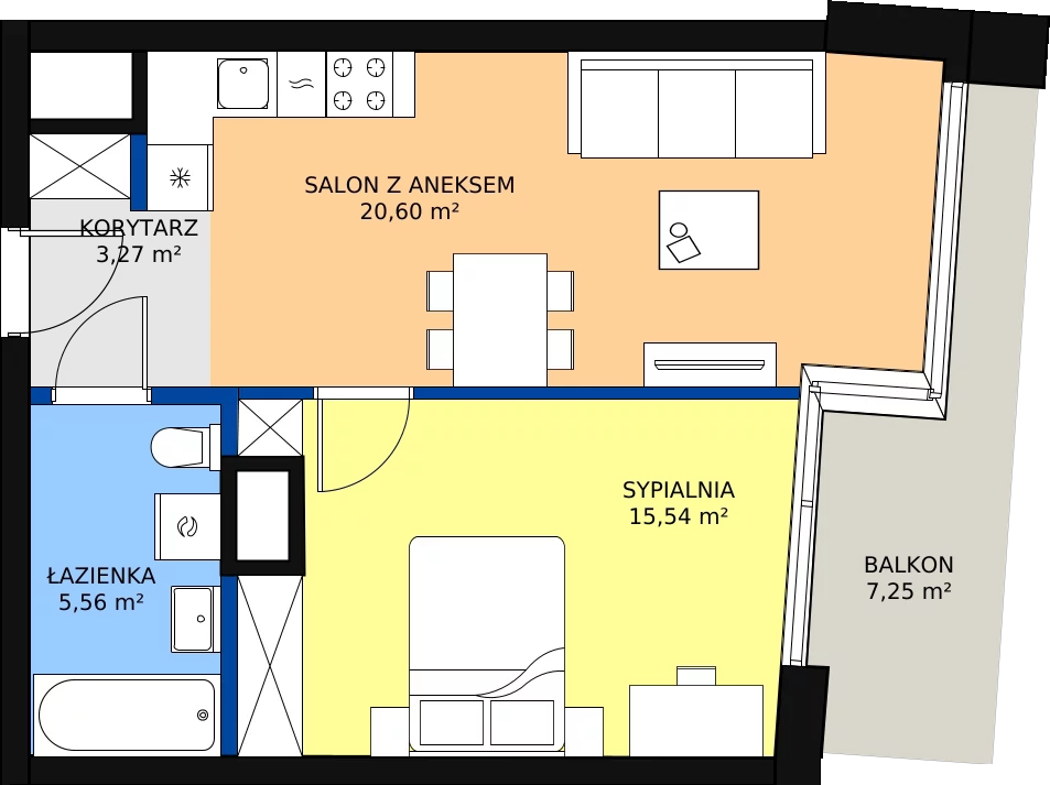 Zalety mieszkania 44.97 m², B.B072