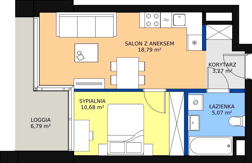 Zalety mieszkania 37.81 m², B.B075