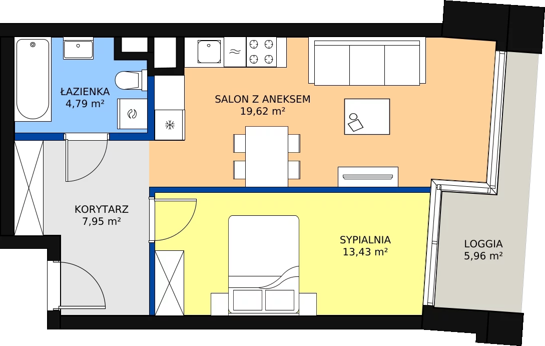 Zalety mieszkania 45.79 m², B.B077