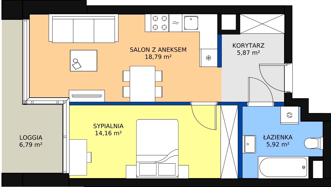 Zalety mieszkania 44.74 m², B.B080