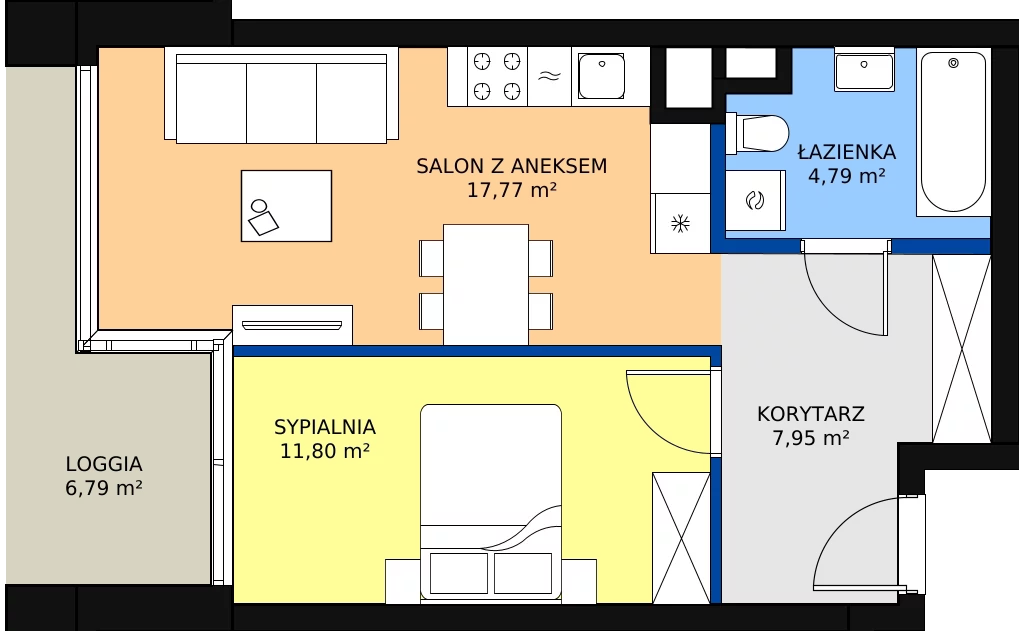 Zalety mieszkania 42.31 m², B.B082