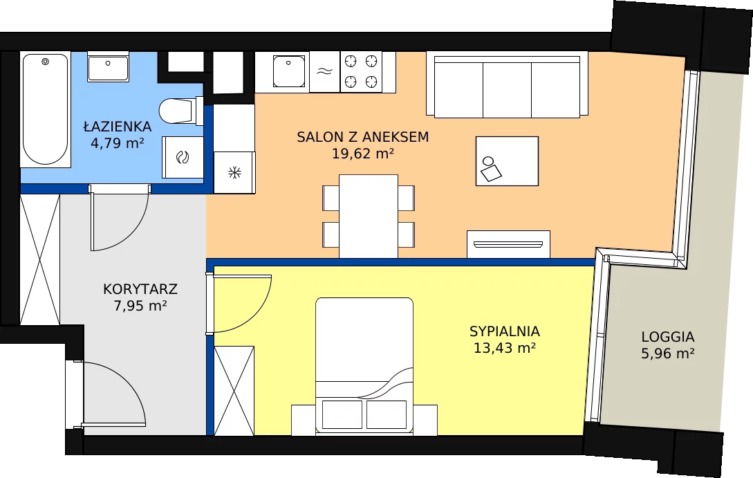 Zalety mieszkania 45.79 m², B.B083