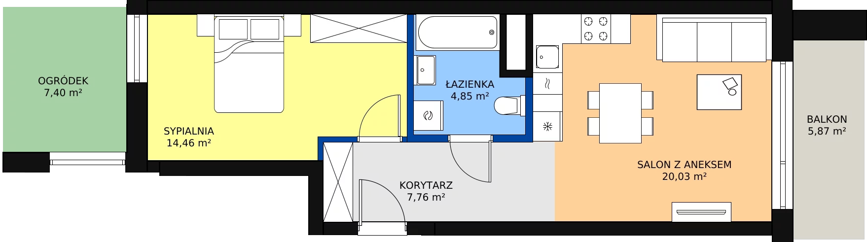 Zalety mieszkania 47.1 m², B.C085