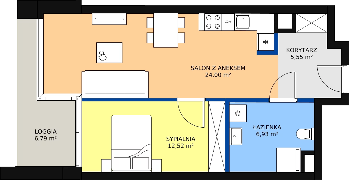 Zalety mieszkania 49 m², B.C087